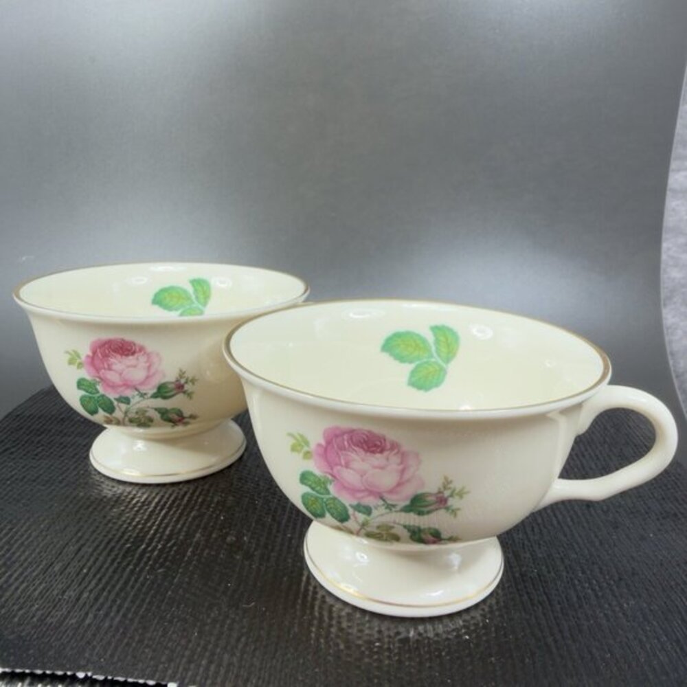 PICKARD Ravenswood MARIA Fine Porcelain Cup Mug Set 2 Mugs Cups Floral Pattern